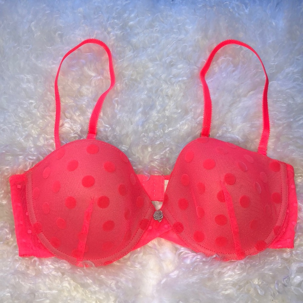 Polka dotted neon bra